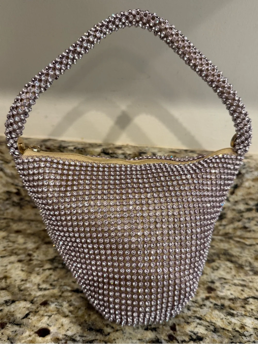 Rhinestone formal mini bag gold cloth interior special occasions - Picture 5 of 14